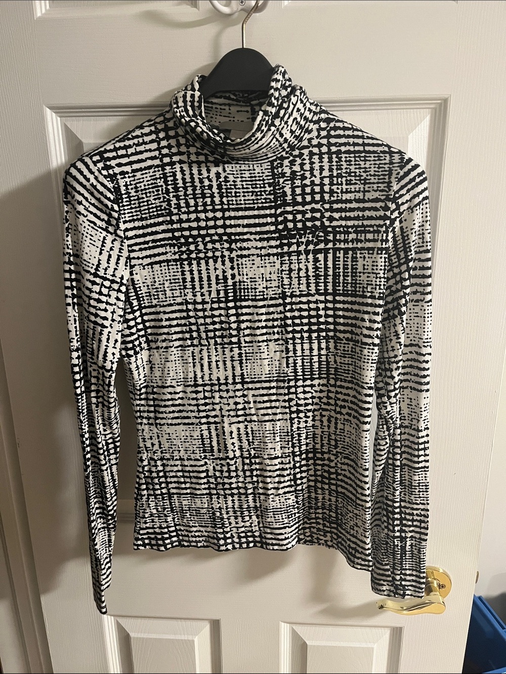 H&M Black and White Graphic Turtleneck Sweater